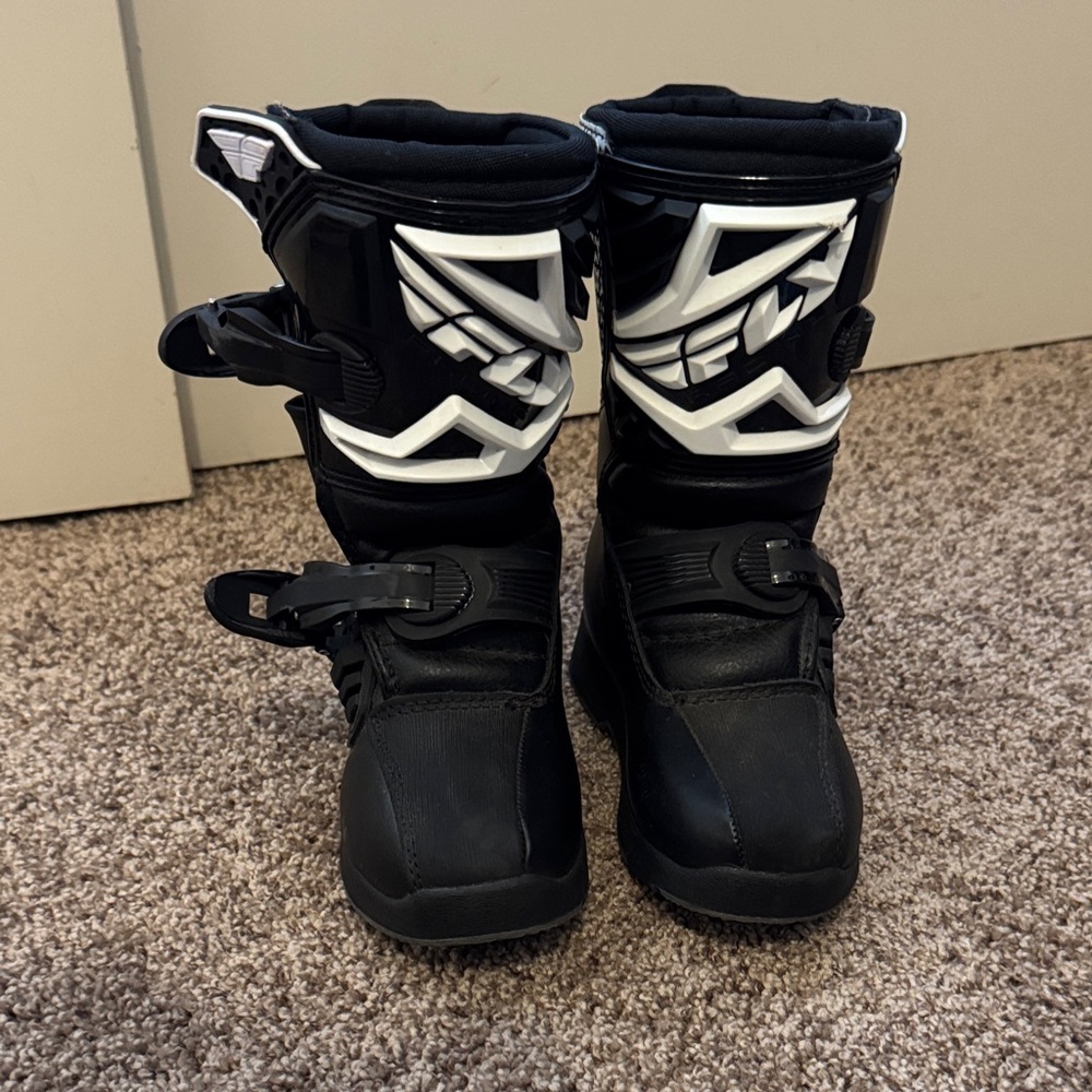 Fly Racing Black and White Motorcycle Boots Youth Mini Maverik Boots 11